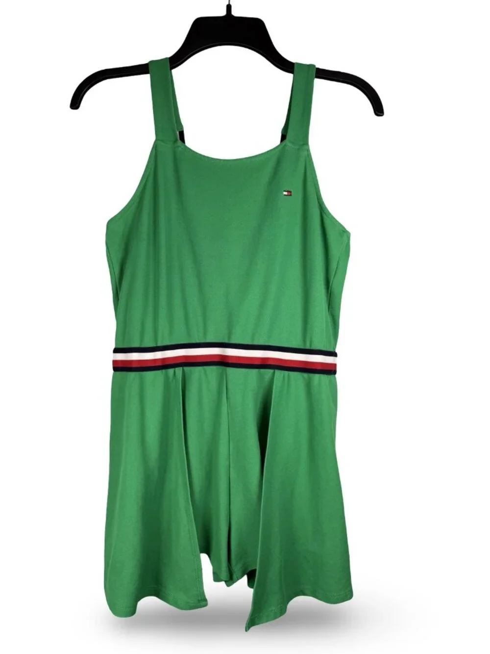 Tommy Hilfiger Striped Preppy Romper Girls 16 XL Green Knit Summer Tween Casual